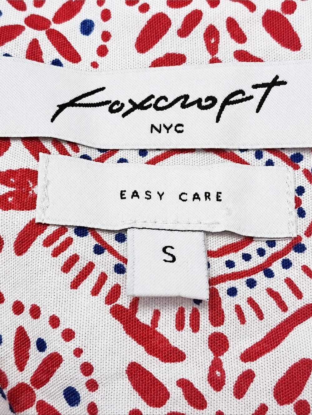 Foxcroft NYC Pink Geometric Print Button Down Shirt | Small - Picture 4 of 5